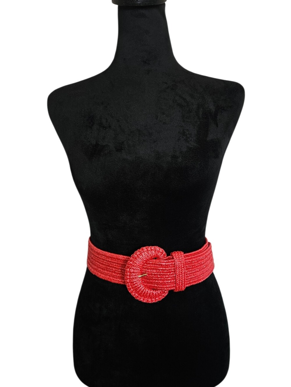 Vintage Women's Orange Raffia Strecth Statement Waist Belt Size S/M